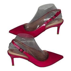 Women’s PINK Patent Leather Pointed Toe Slingback Heel Pumps